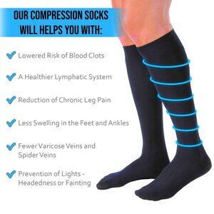3 Pairs Mens Graduated Mild COMPRESSION 10-15 mmHg Over The Calf / Knee Socks
